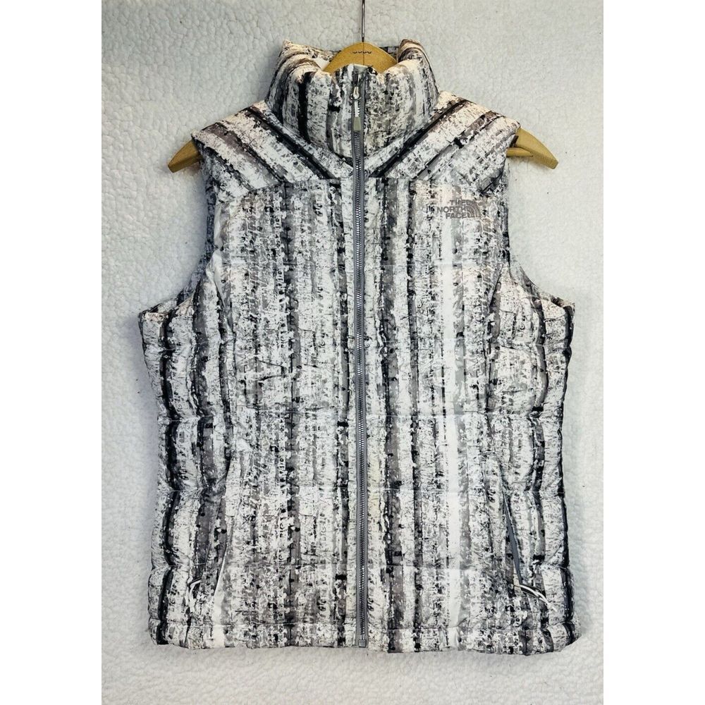The North Face Down 700 Nuptse 2 White Birch Print Puffer Vest Women's S EUC